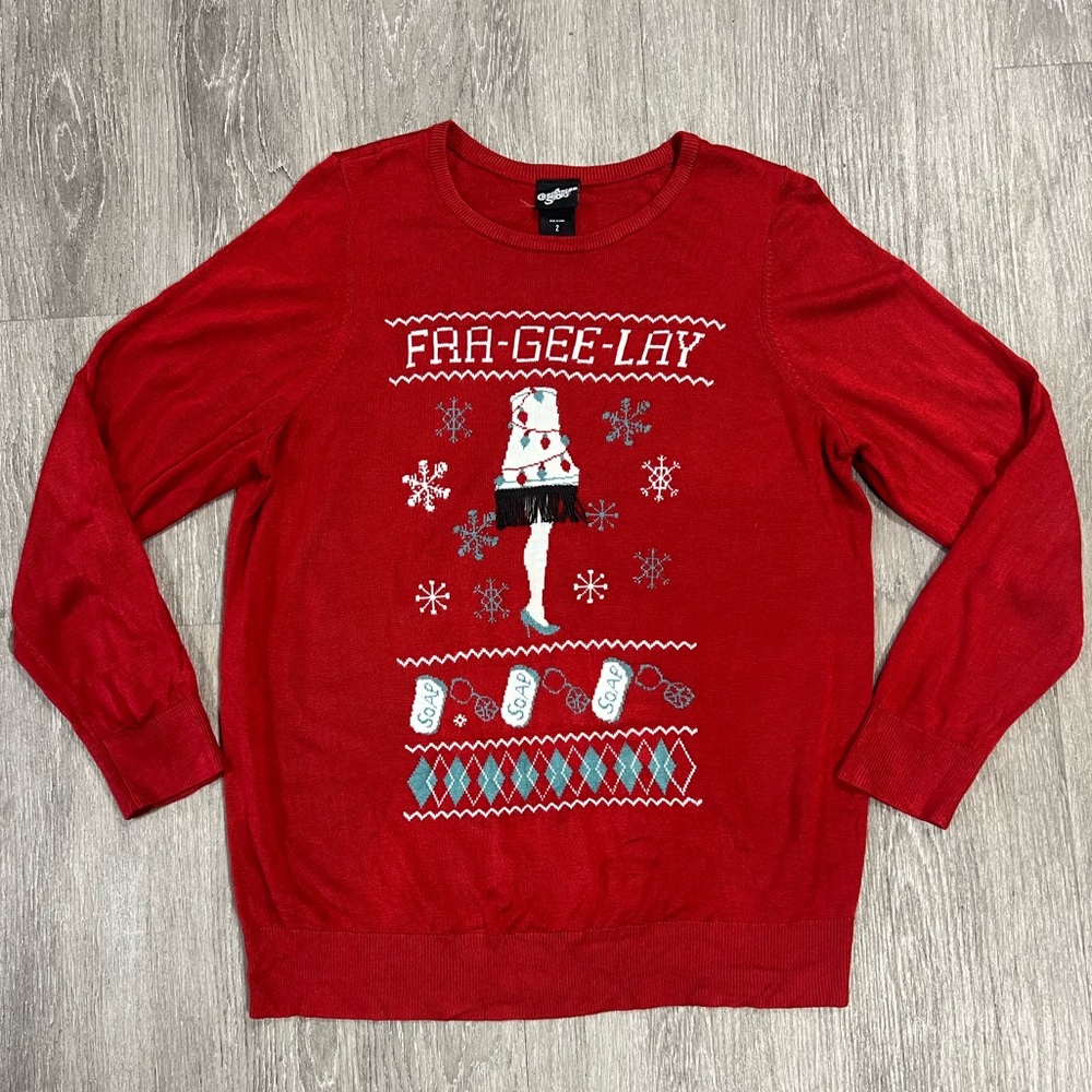 Warner Bros. Ugly Christmas Story Lamp FRA-GEE-LAY Sweater Red Size 2X (18/20)